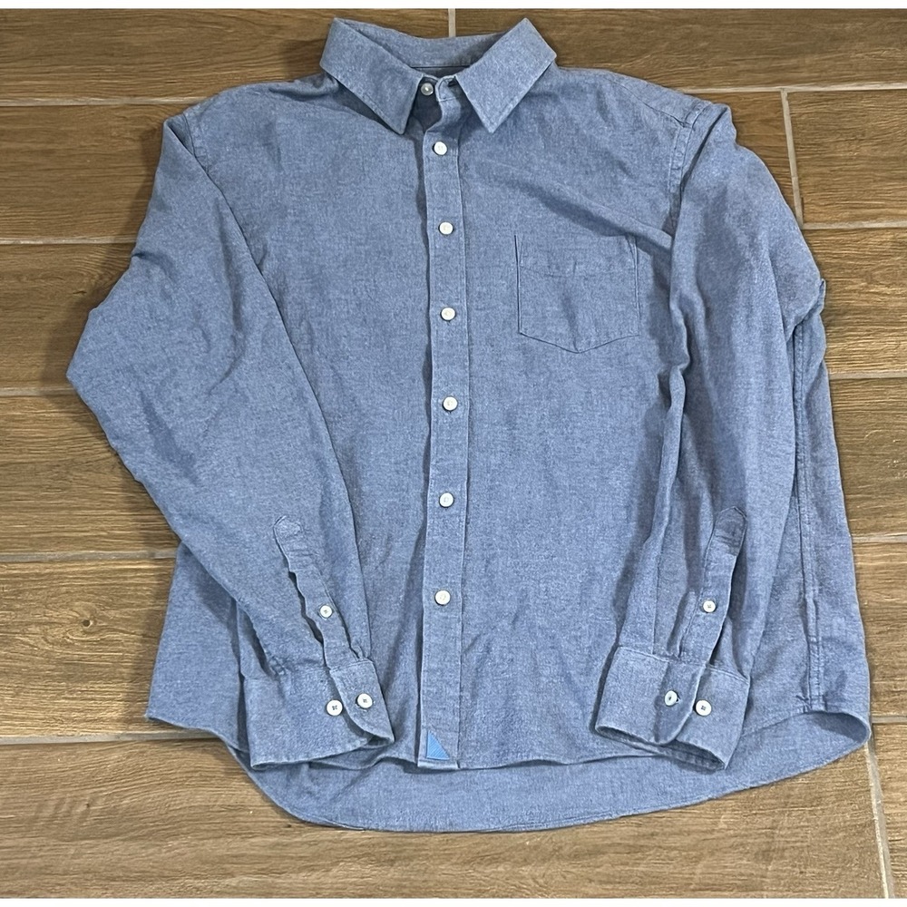 Untuckit Men's Size Xtra Large Sherwood Flannel Shirt SOLID Blue